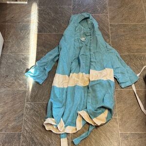 Blue and Cream Hooded Robe